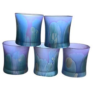 Robert Rueven Art Glass Tumblers Nouveau Art Glass Co Hand-crafted BLU PRP GRN